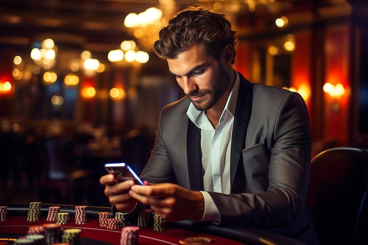 Pengguna membaca cashback dari ponsel